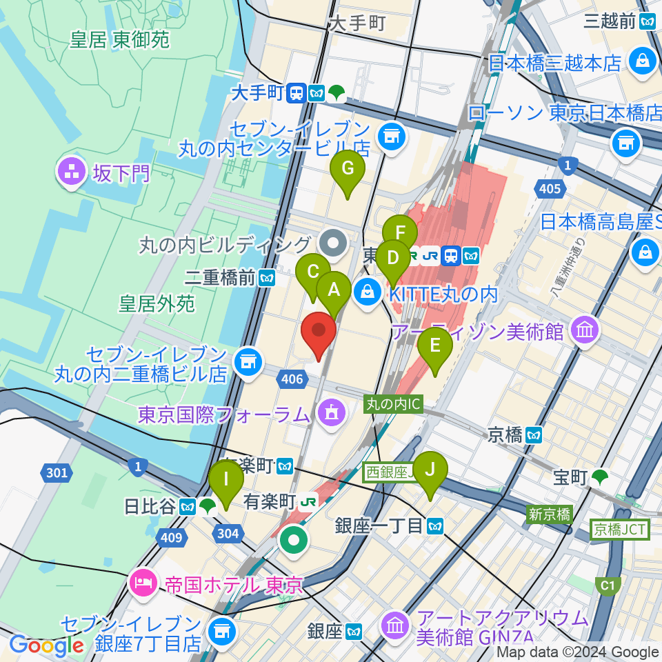 三菱一号館美術館周辺のホテル一覧地図