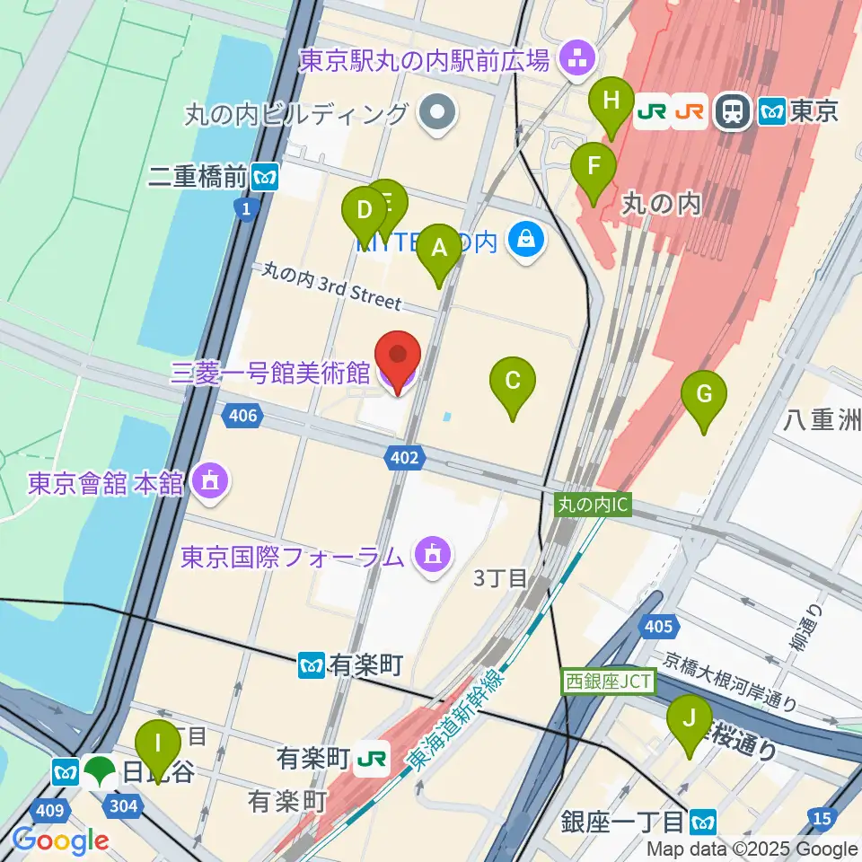 三菱一号館美術館周辺のホテル一覧地図