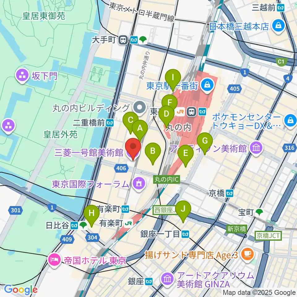 三菱一号館美術館周辺のホテル一覧地図