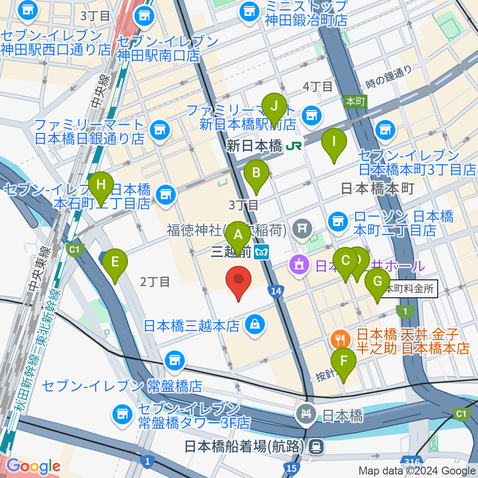 三井記念美術館周辺のホテル一覧地図