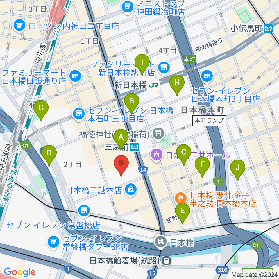 三井記念美術館周辺のホテル一覧地図