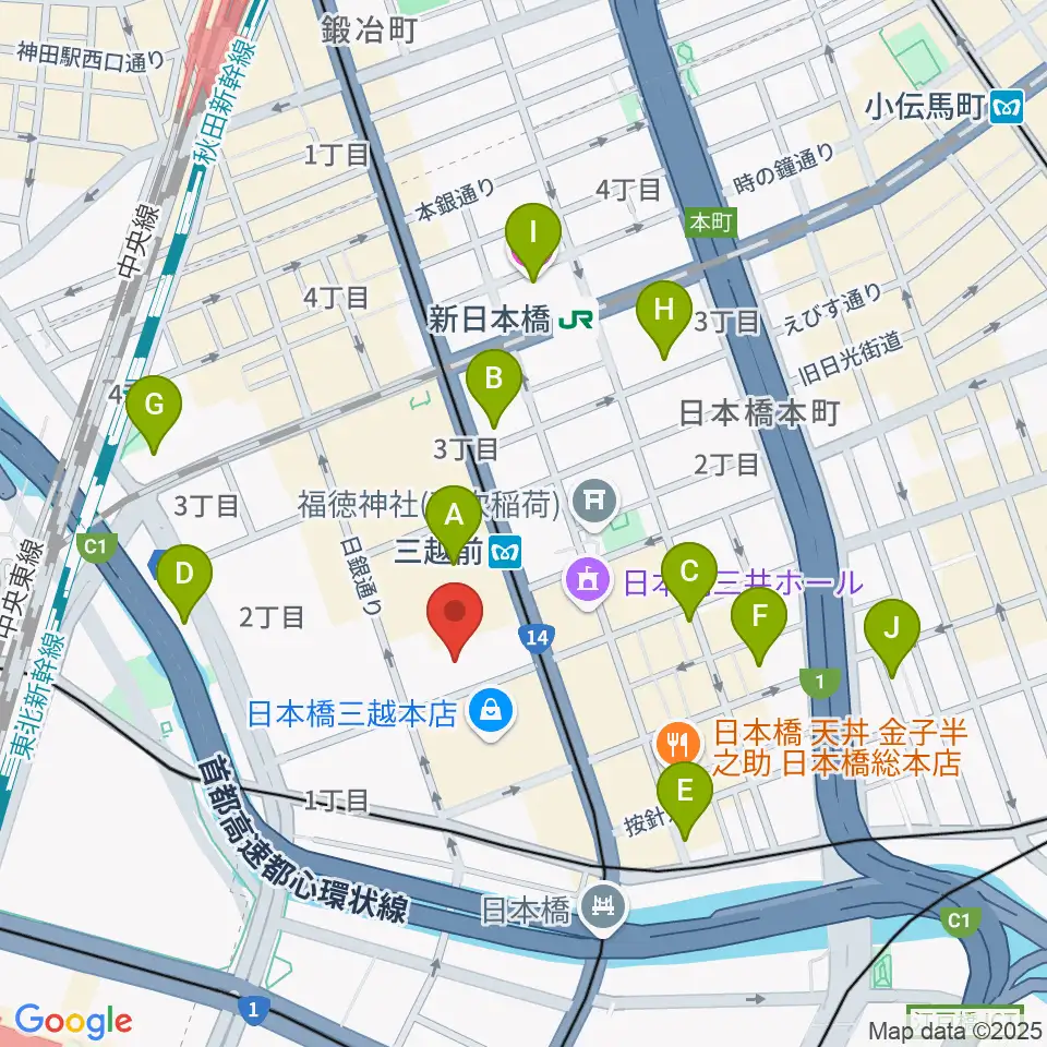 三井記念美術館周辺のホテル一覧地図