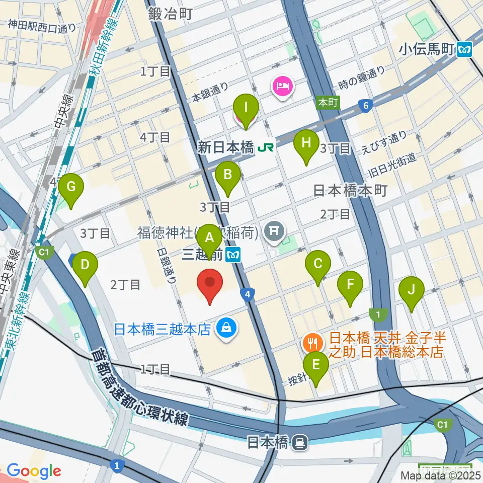 三井記念美術館周辺のホテル一覧地図