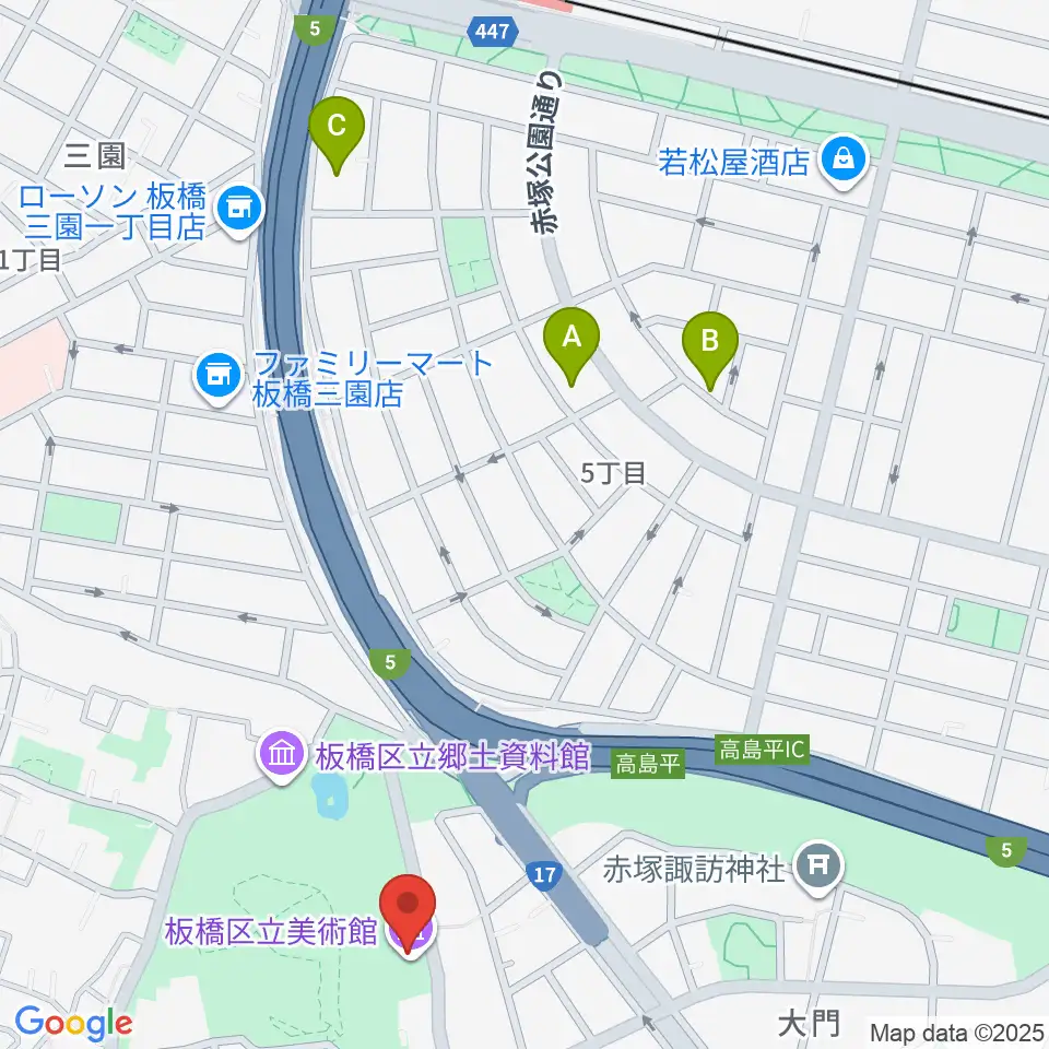 板橋区立美術館周辺のホテル一覧地図
