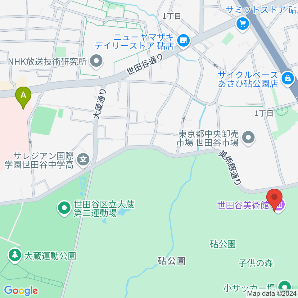 世田谷美術館周辺のホテル一覧地図