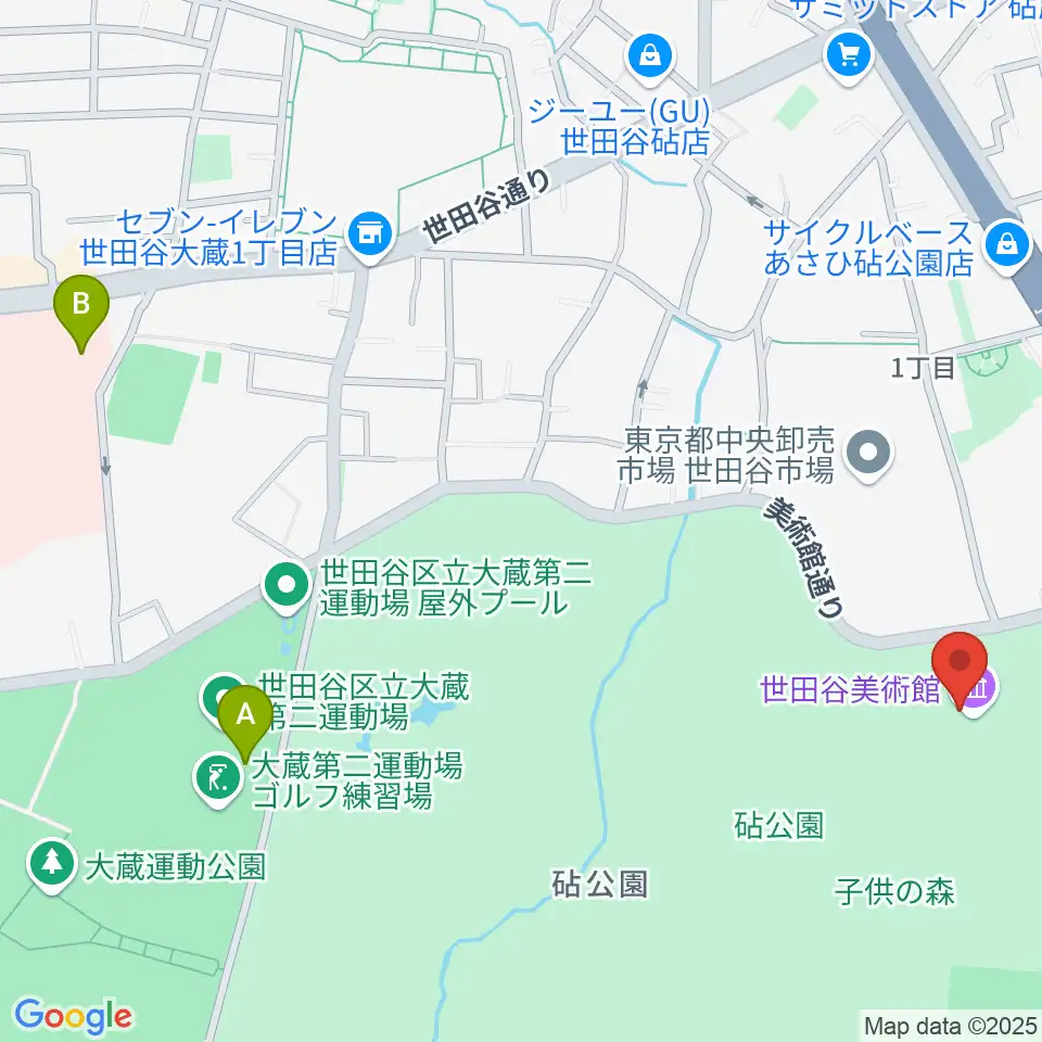 世田谷美術館周辺のホテル一覧地図