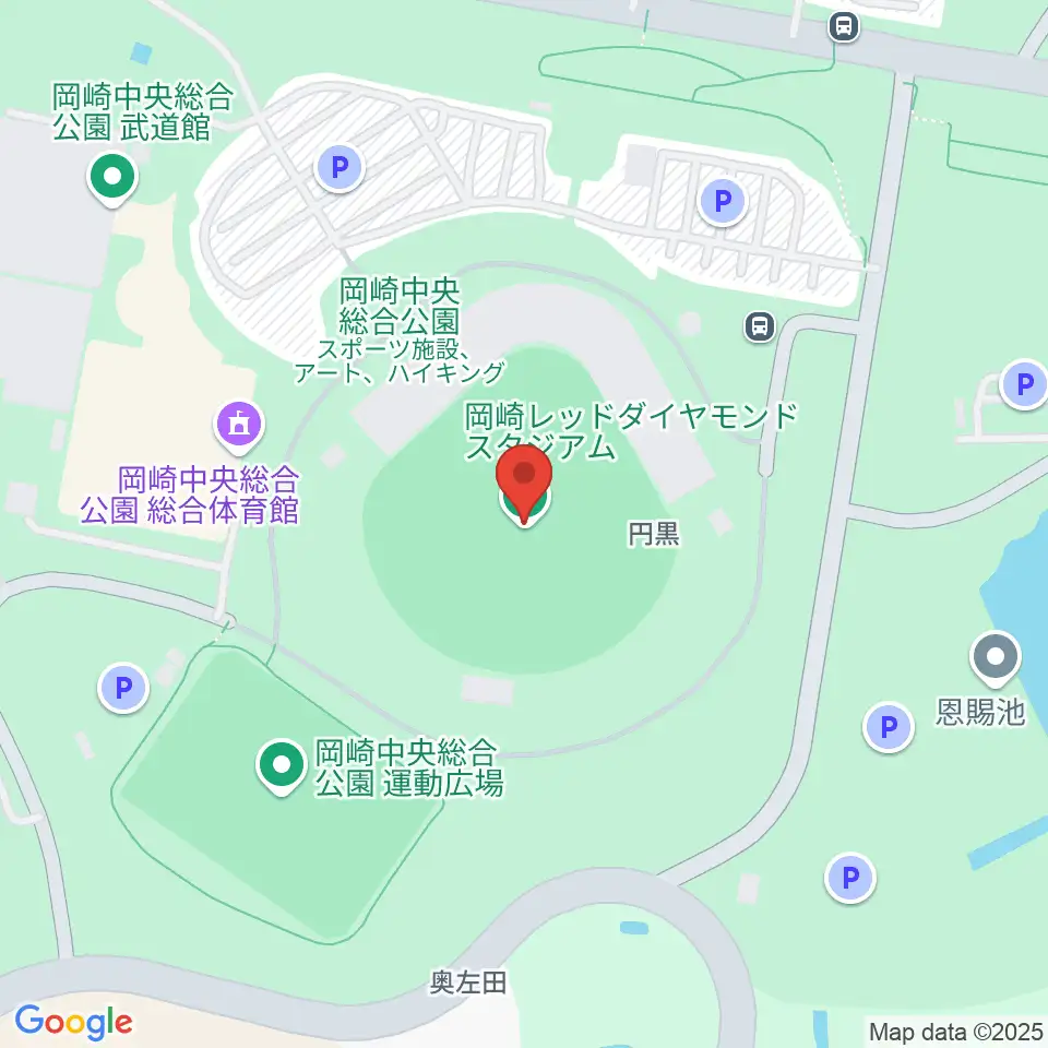 岡崎レッドダイヤモンドスタジアム周辺のホテル一覧地図