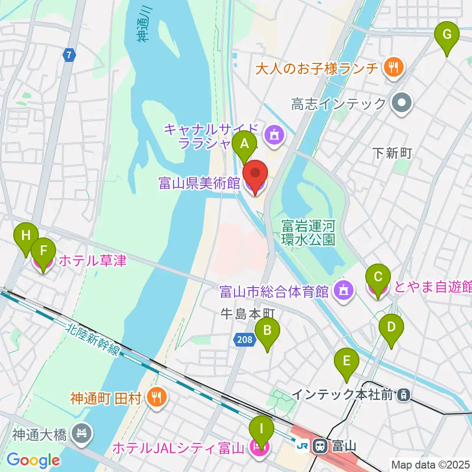 富山県美術館周辺のホテル一覧地図