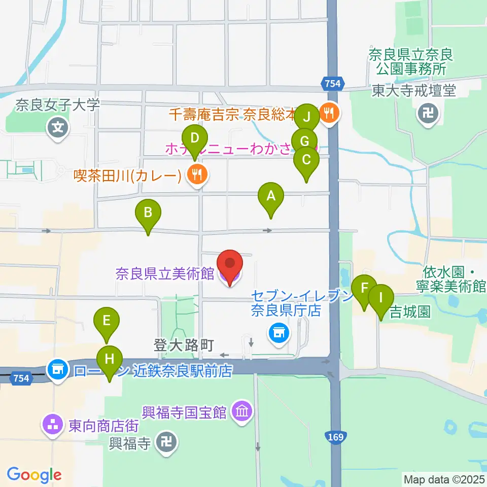 奈良県立美術館周辺のホテル一覧地図