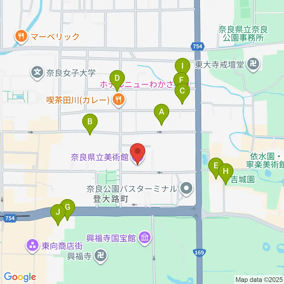 奈良県立美術館周辺のホテル一覧地図