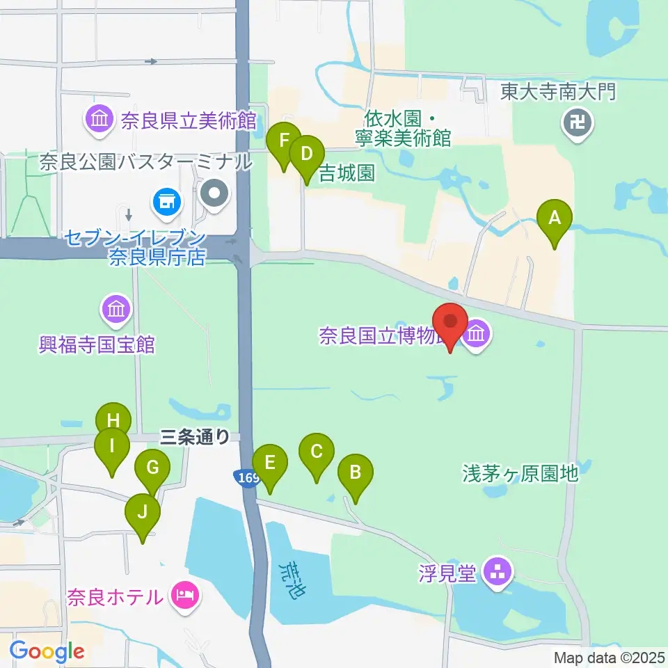 奈良国立博物館周辺のホテル一覧地図