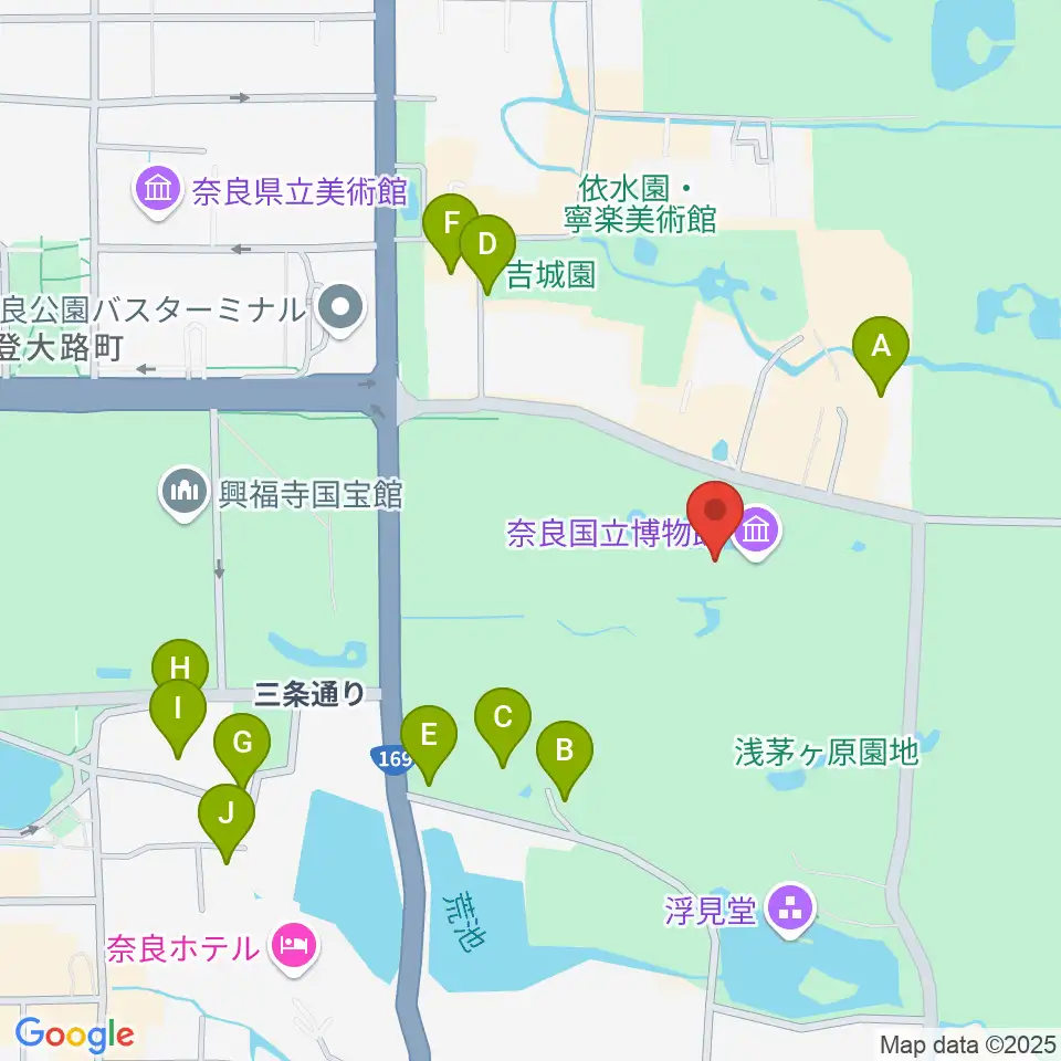 奈良国立博物館周辺のホテル一覧地図
