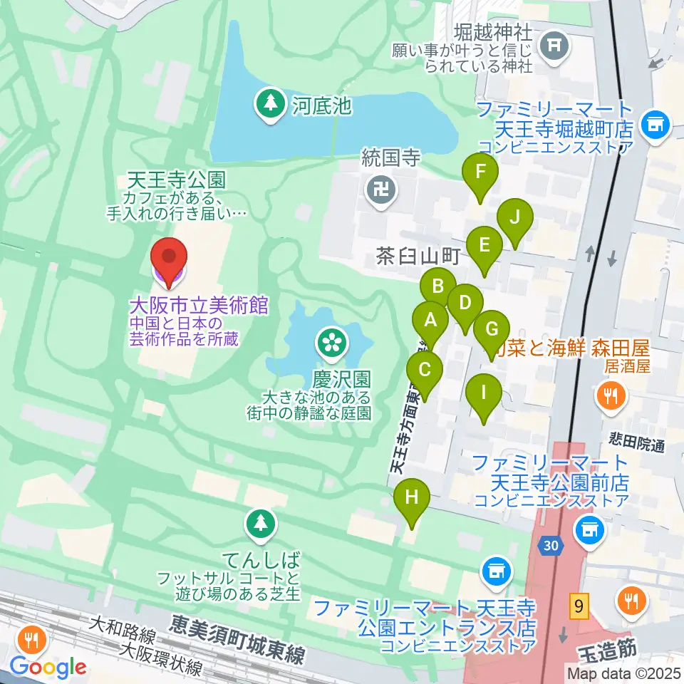 大阪市立美術館周辺のホテル一覧地図