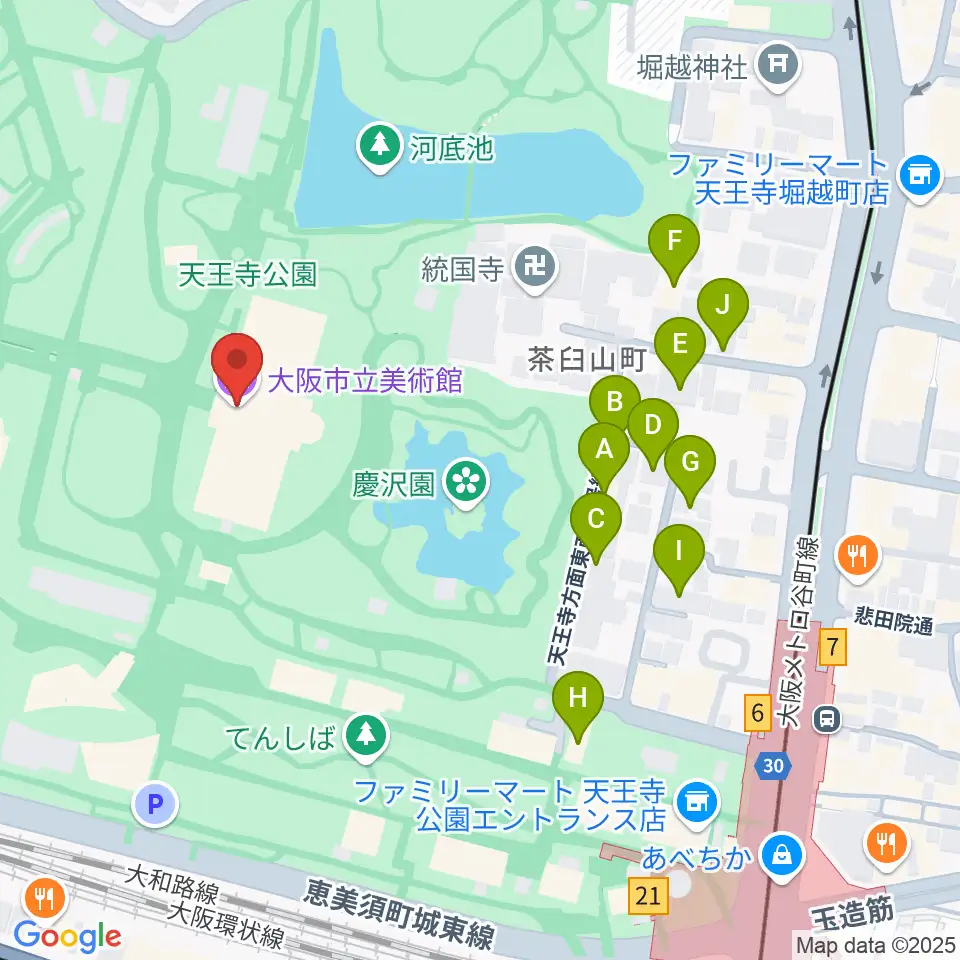大阪市立美術館周辺のホテル一覧地図