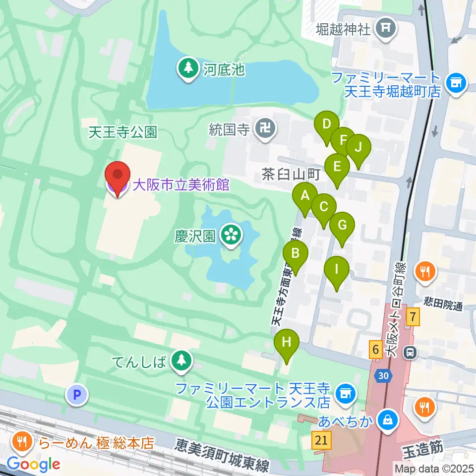 大阪市立美術館周辺のホテル一覧地図