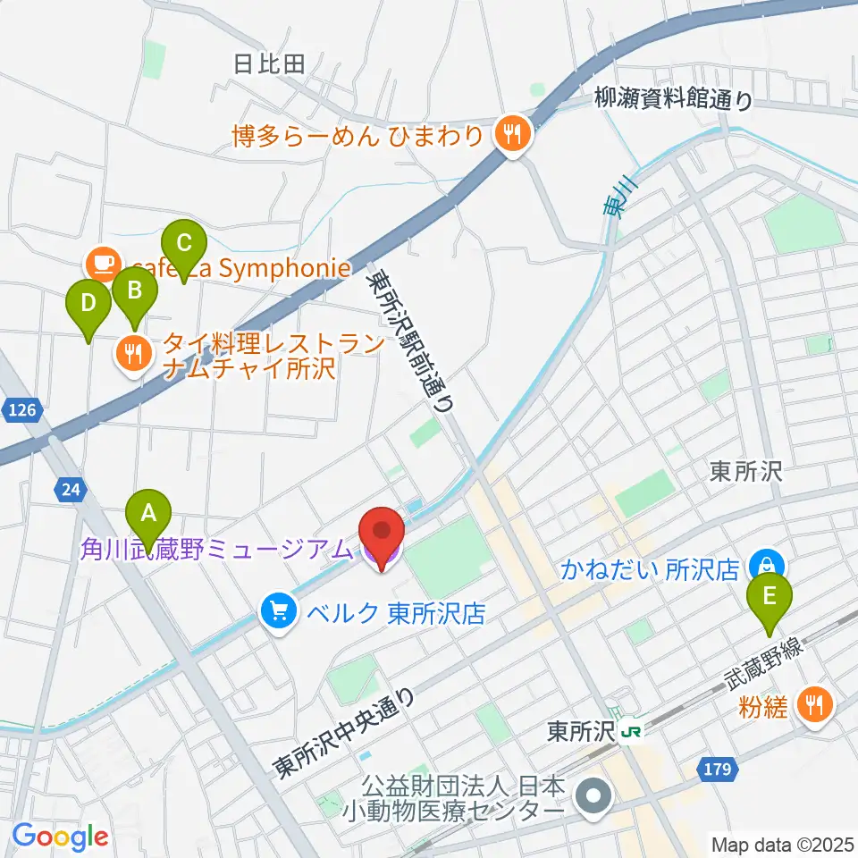 角川武蔵野ミュージアム周辺のホテル一覧地図