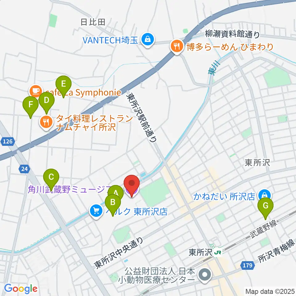 角川武蔵野ミュージアム周辺のホテル一覧地図
