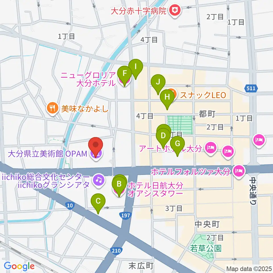 大分県立美術館(OPAM)周辺のホテル一覧地図