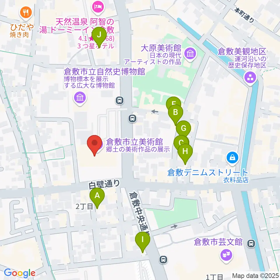 倉敷市立美術館周辺のホテル一覧地図