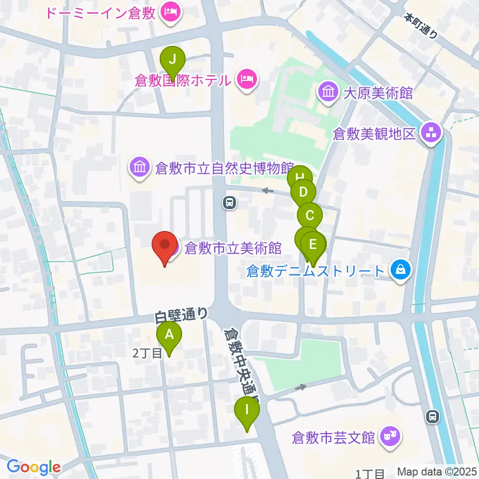 倉敷市立美術館周辺のホテル一覧地図
