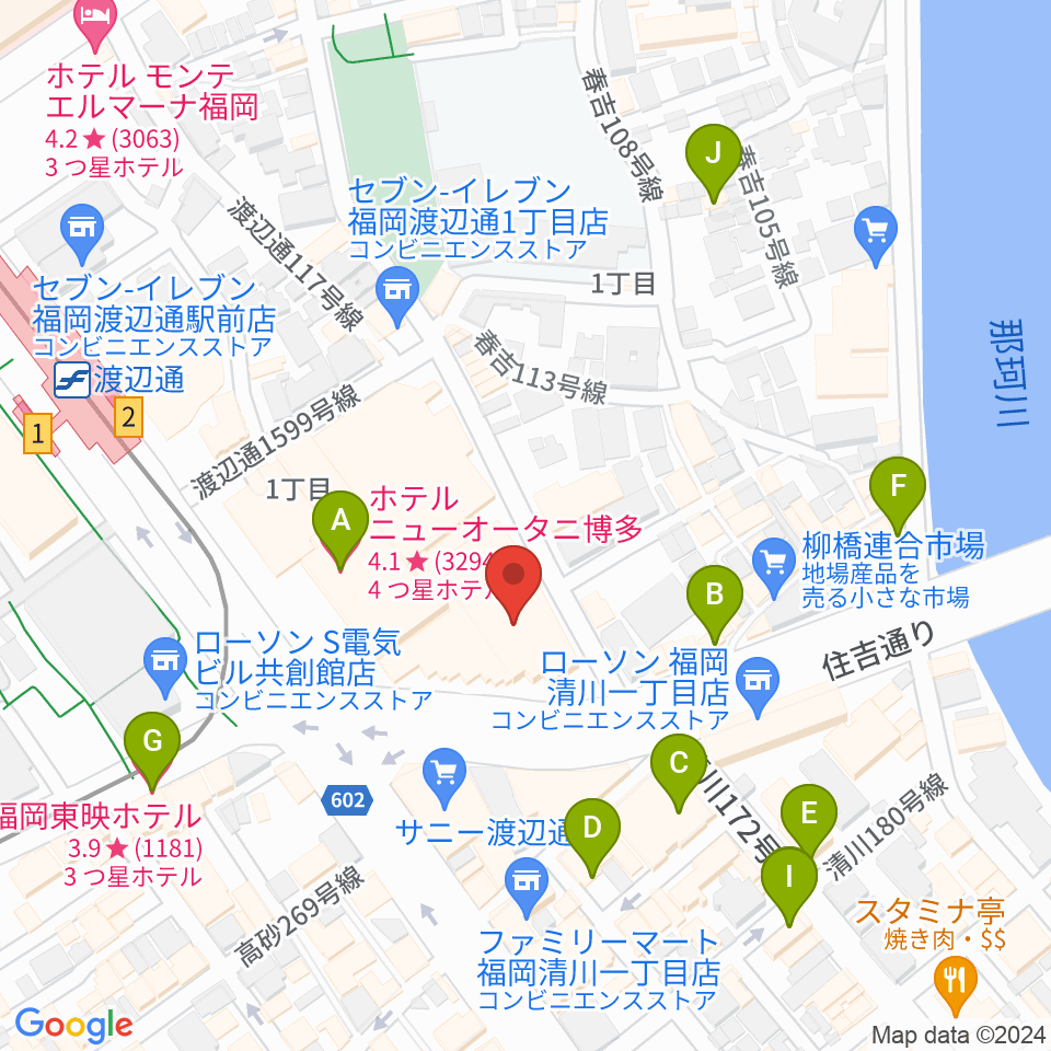 福岡HEACON LABO周辺のホテル一覧地図