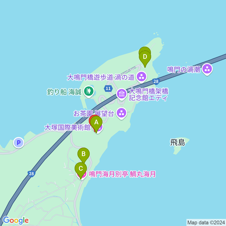 大塚国際美術館周辺のホテル一覧地図