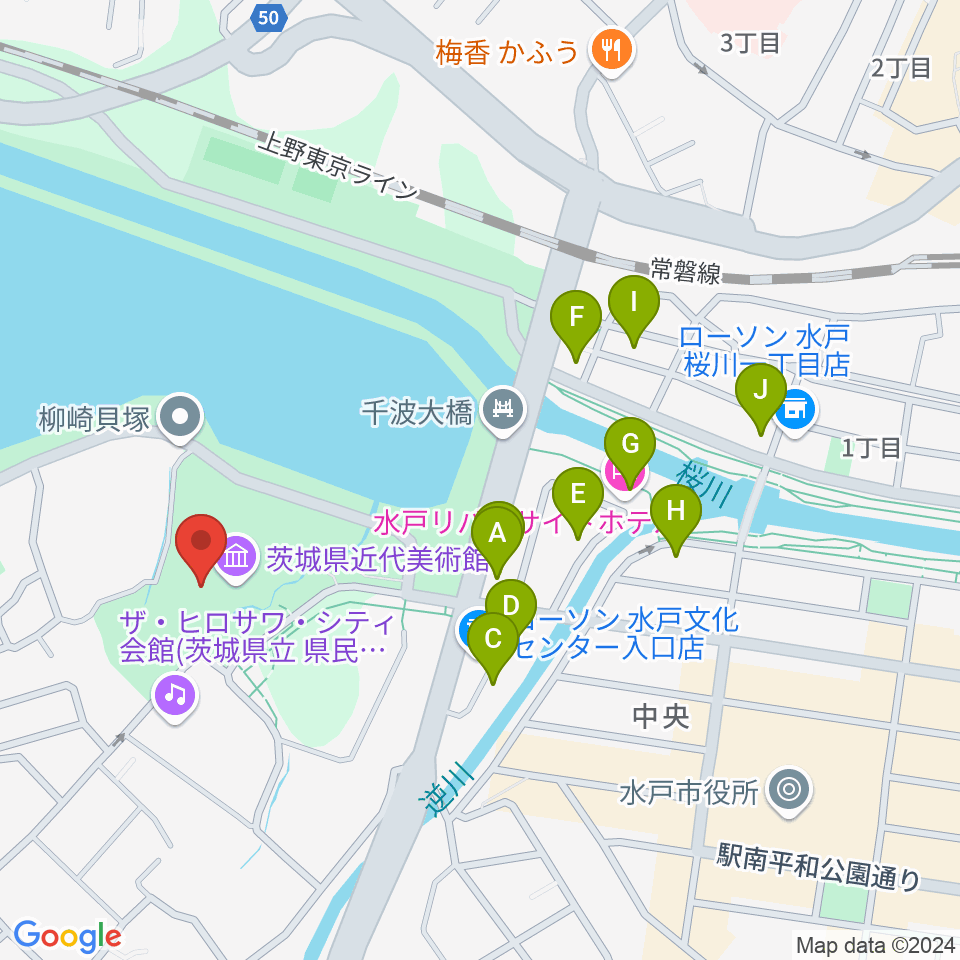 茨城県近代美術館周辺のホテル一覧地図