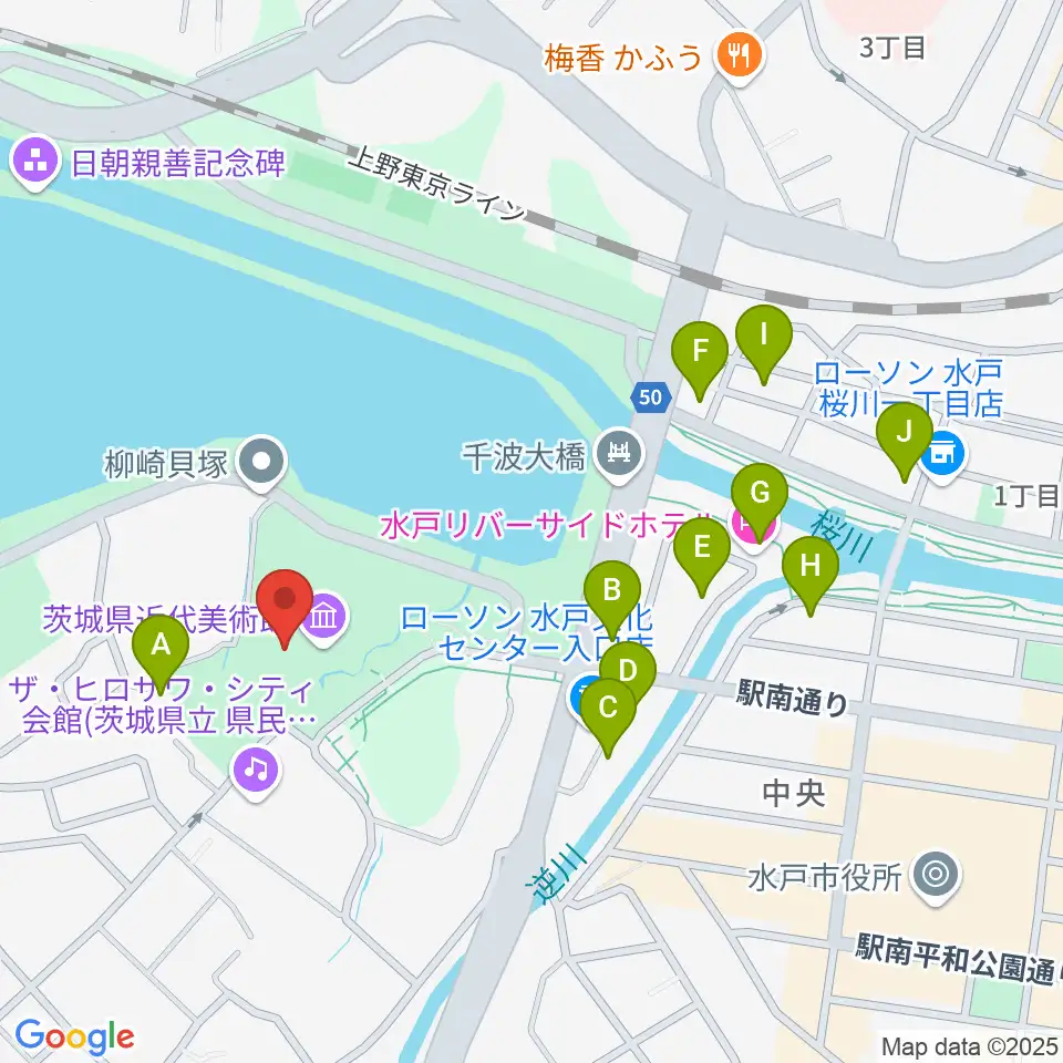 茨城県近代美術館周辺のホテル一覧地図