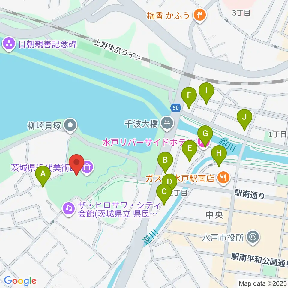 茨城県近代美術館周辺のホテル一覧地図