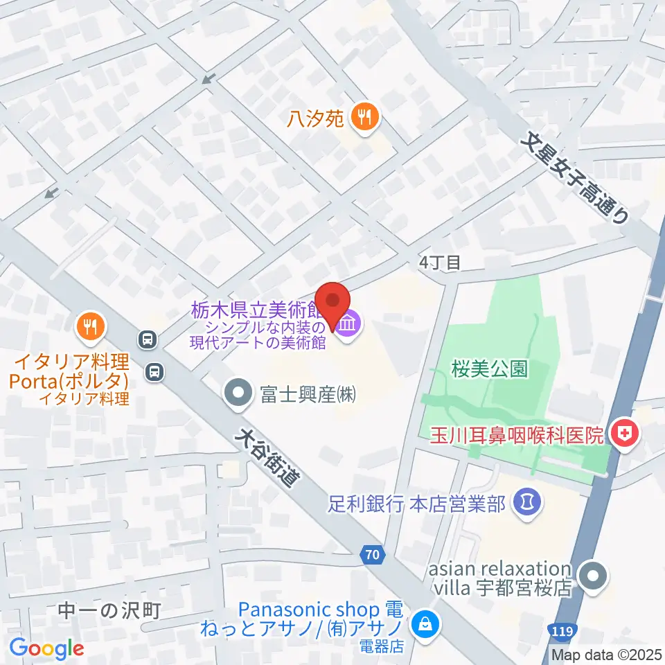 栃木県立美術館周辺のホテル一覧地図