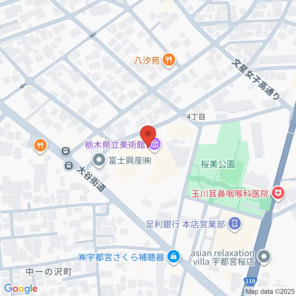 栃木県立美術館周辺のホテル一覧地図