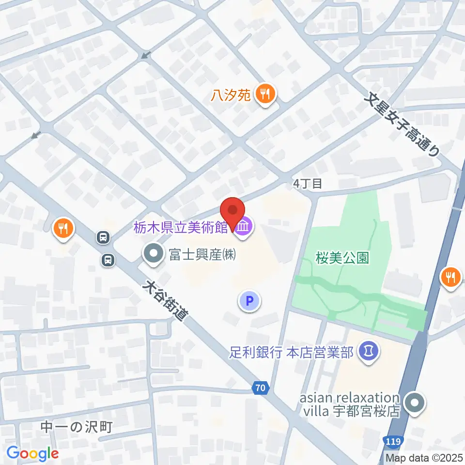 栃木県立美術館周辺のホテル一覧地図