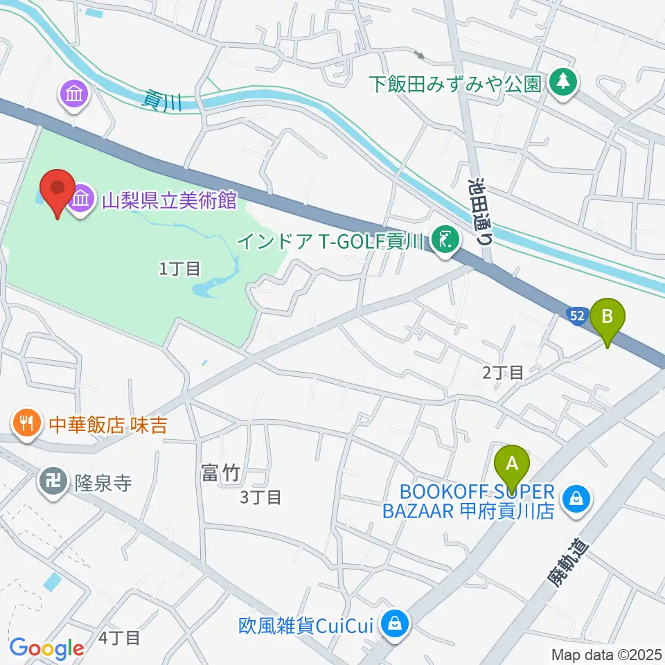山梨県立美術館周辺のホテル一覧地図