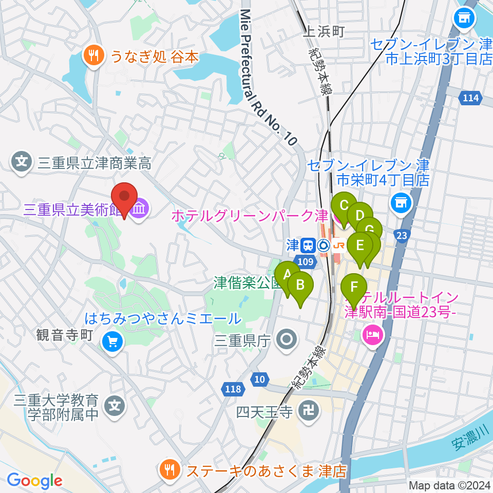 三重県立美術館周辺のホテル一覧地図