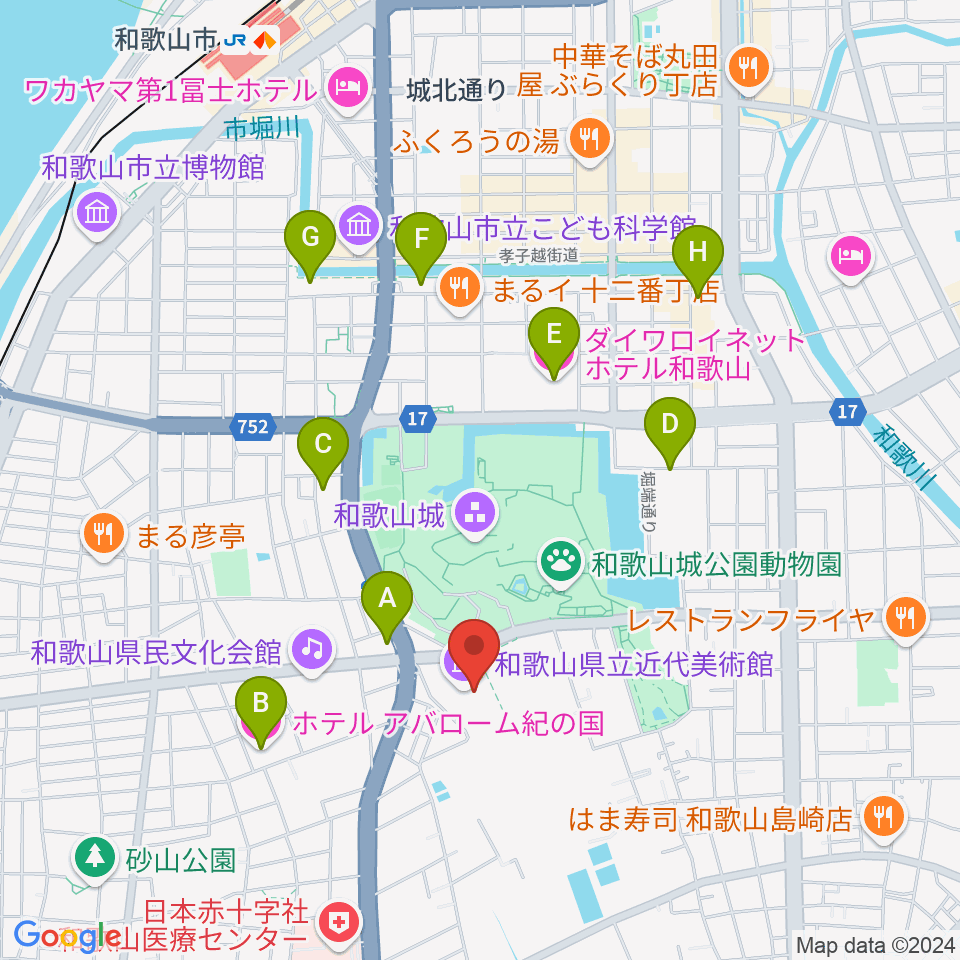 和歌山県立近代美術館周辺のホテル一覧地図