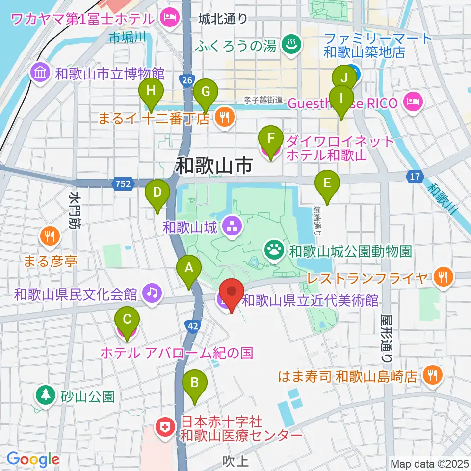 和歌山県立近代美術館周辺のホテル一覧地図