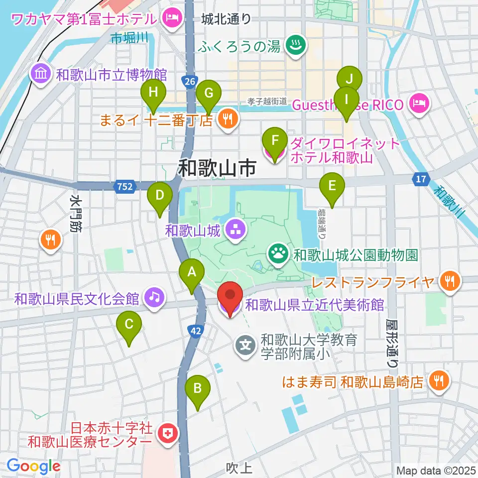 和歌山県立近代美術館周辺のホテル一覧地図