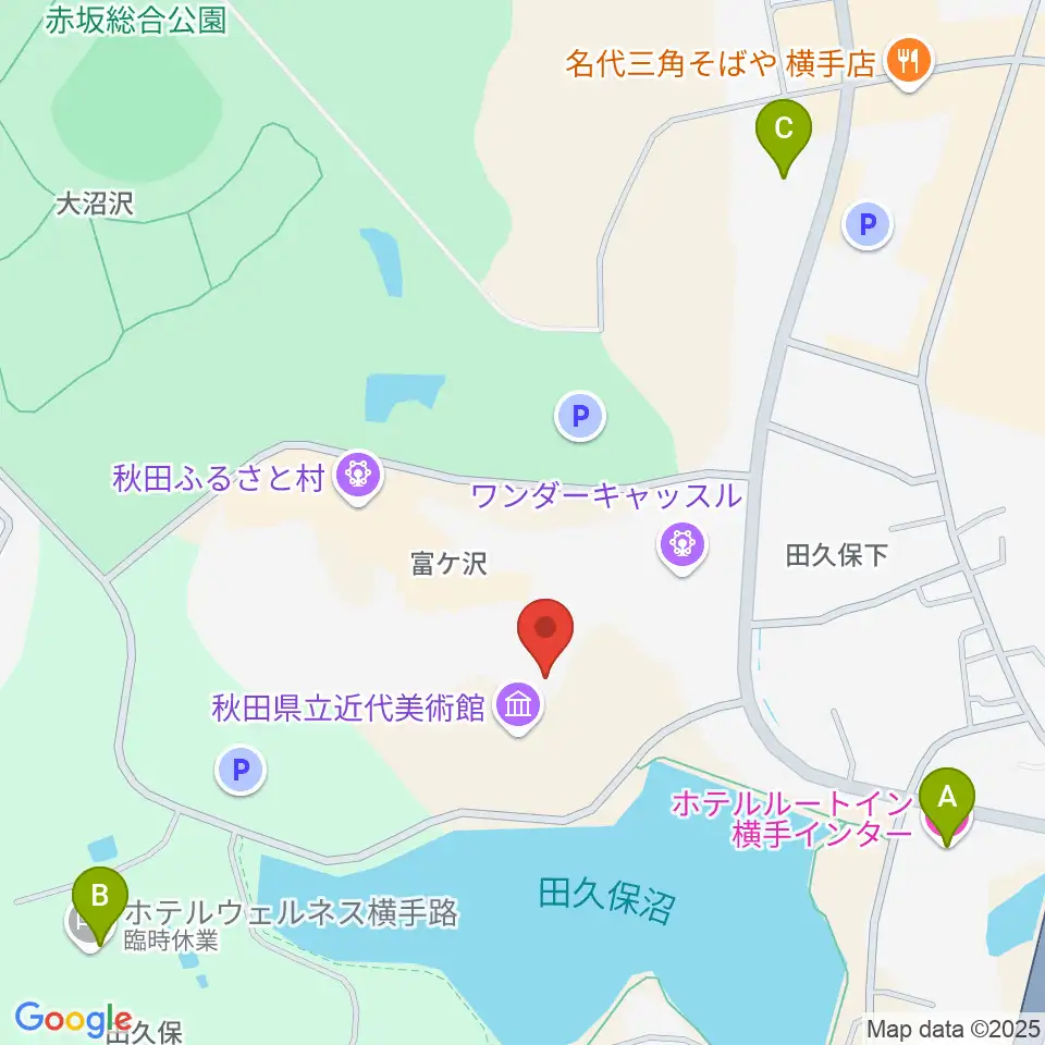 秋田県立近代美術館周辺のホテル一覧地図