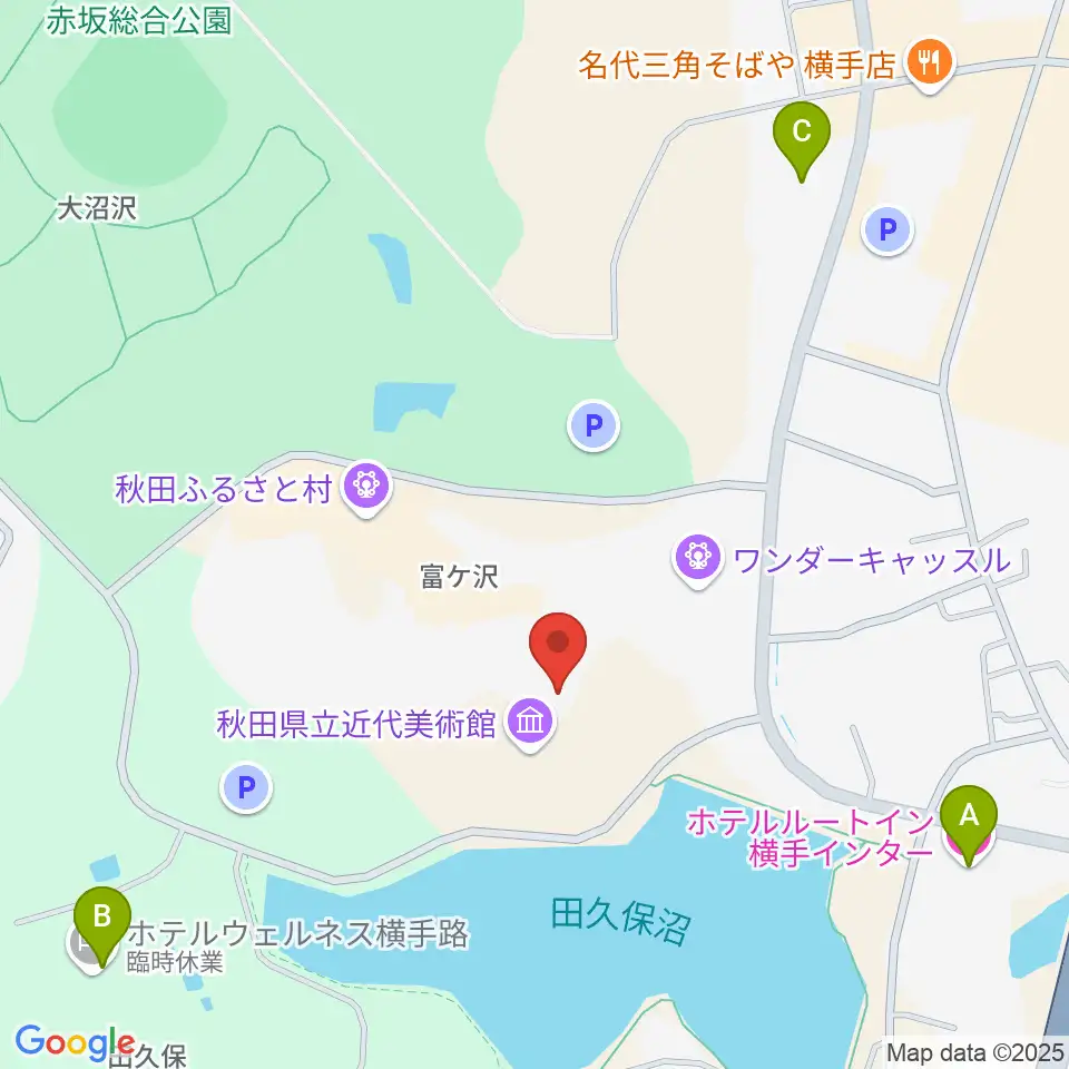 秋田県立近代美術館周辺のホテル一覧地図