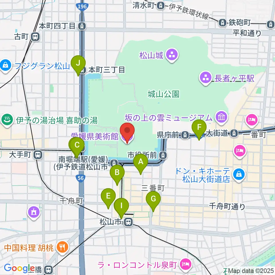 愛媛県美術館周辺のホテル一覧地図