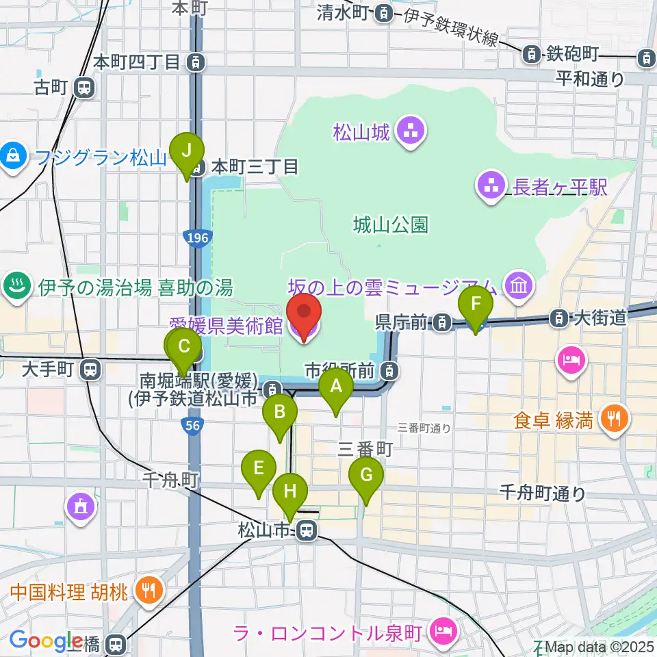愛媛県美術館周辺のホテル一覧地図