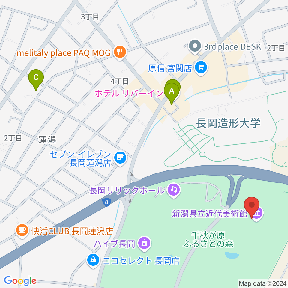 新潟県立近代美術館周辺のホテル一覧地図