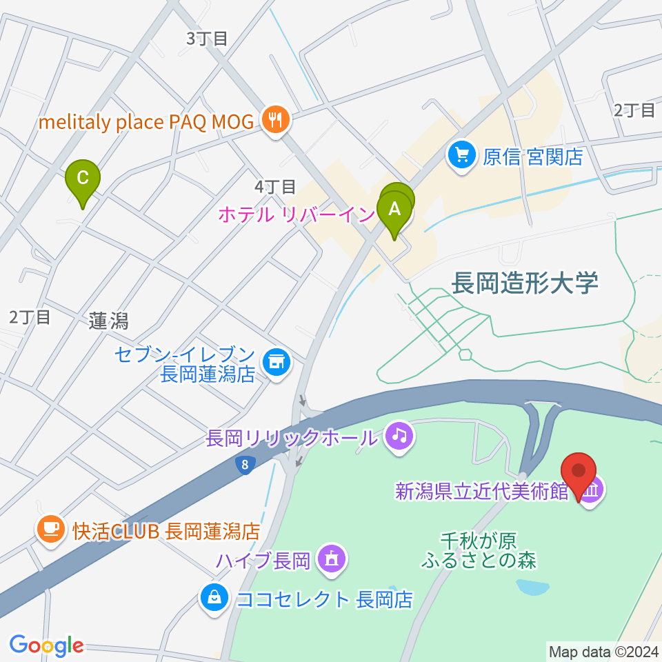 新潟県立近代美術館周辺のホテル一覧地図