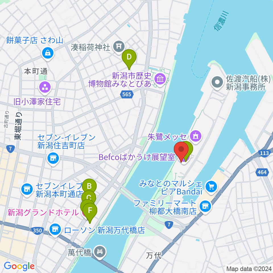 新潟県立万代島美術館周辺のホテル一覧地図