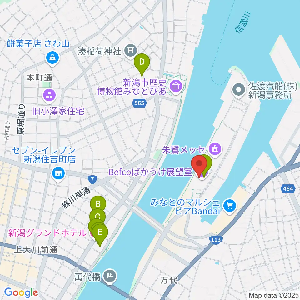 新潟県立万代島美術館周辺のホテル一覧地図