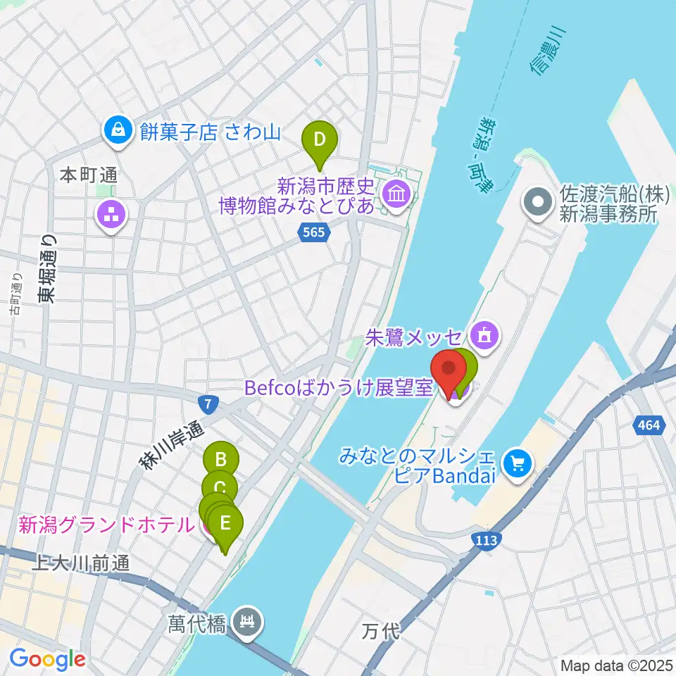 新潟県立万代島美術館周辺のホテル一覧地図