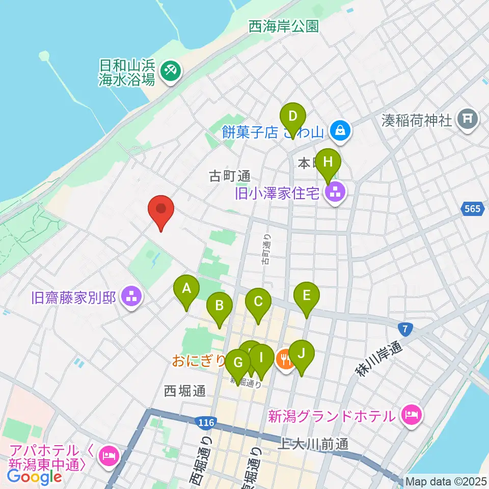 新潟市美術館周辺のホテル一覧地図