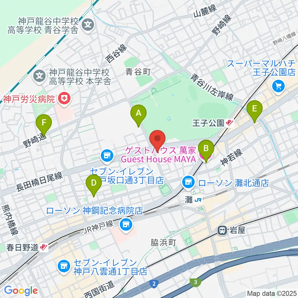 横尾忠則現代美術館周辺のホテル一覧地図