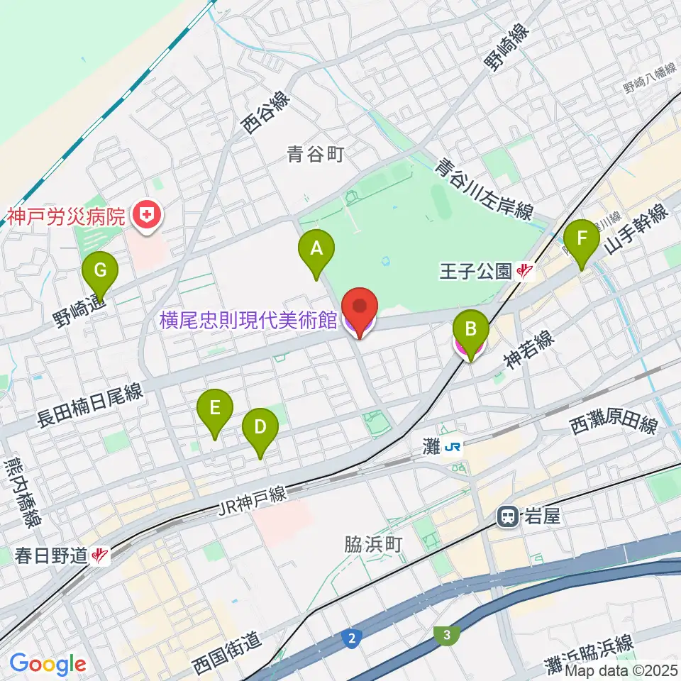 横尾忠則現代美術館周辺のホテル一覧地図