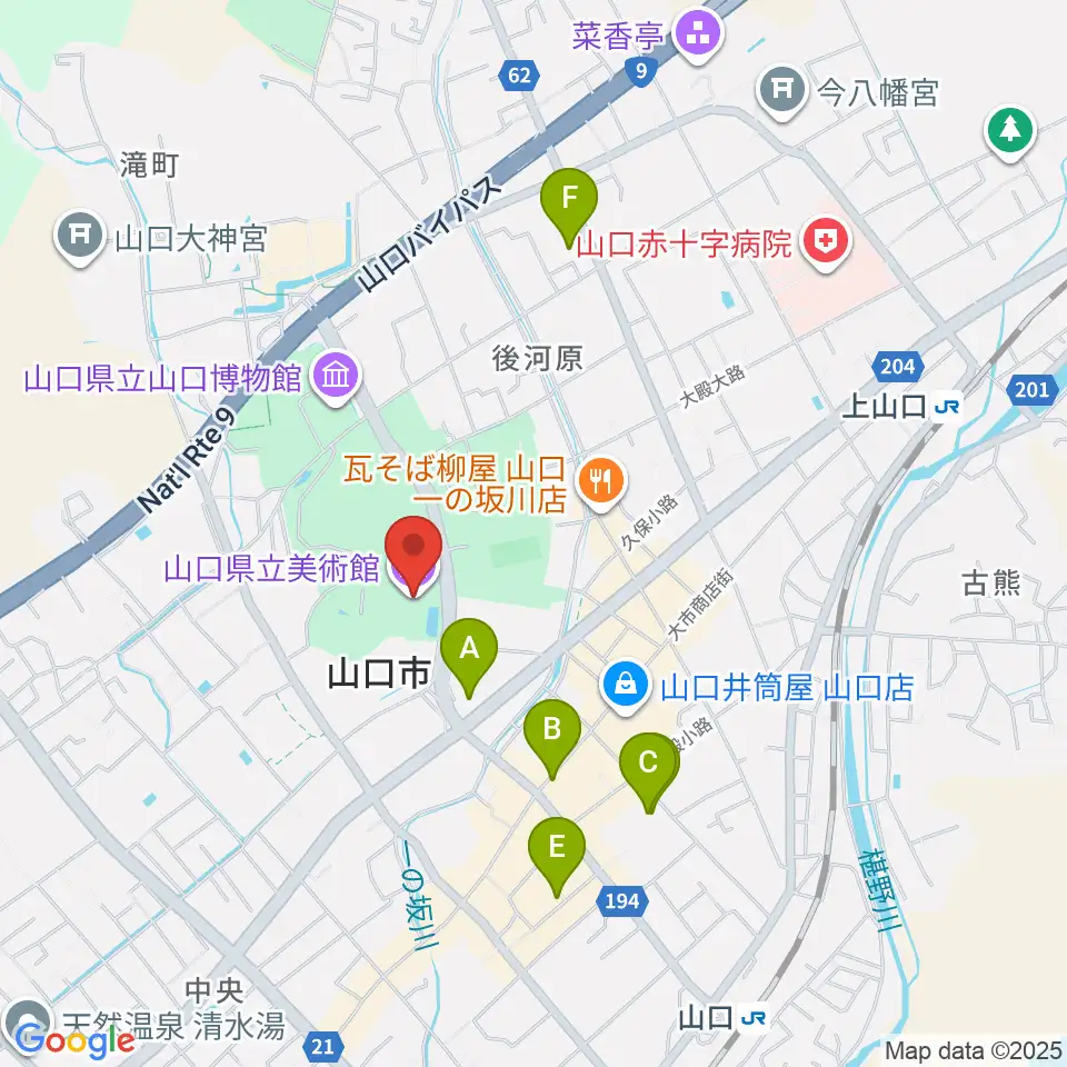 山口県立美術館周辺のホテル一覧地図